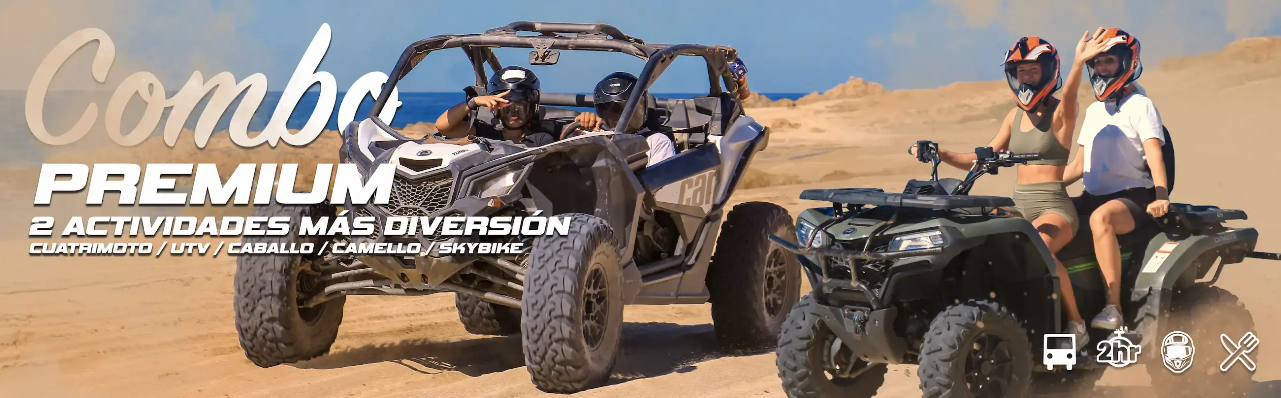 UTV y ATV recorriendo ruta desértica junto al mar en Cabo San Lucas