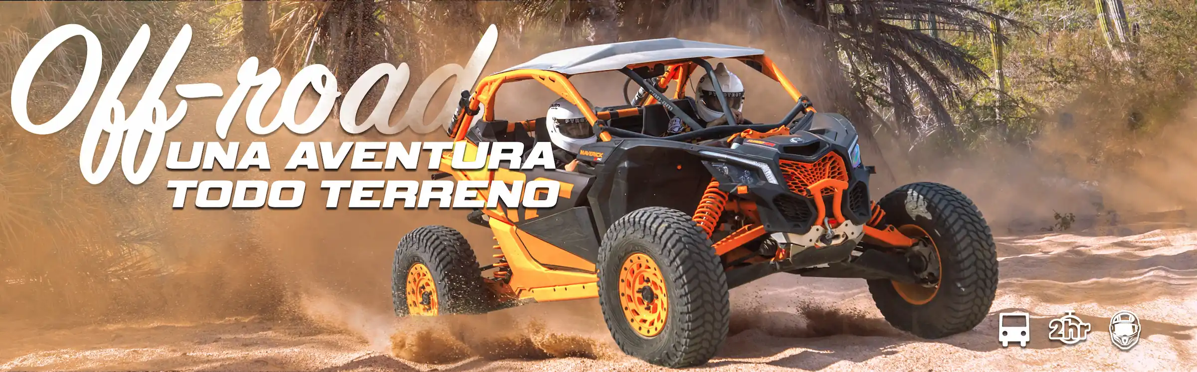 UTV deportivo recorriendo terreno off-road levantando polvo en Cabo San Lucas